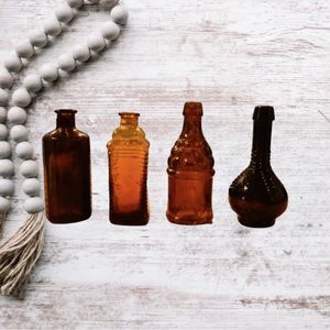 Vintage Apothecary Glass Bottles Small Set Of 4